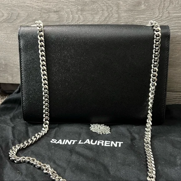 Black YSL purse with silver chain - Picture 5 of 6